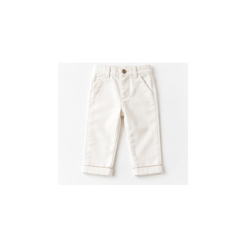 Cremefarbene Babyhose mit Umschlag und Täschchen – Il Fiocco Baby