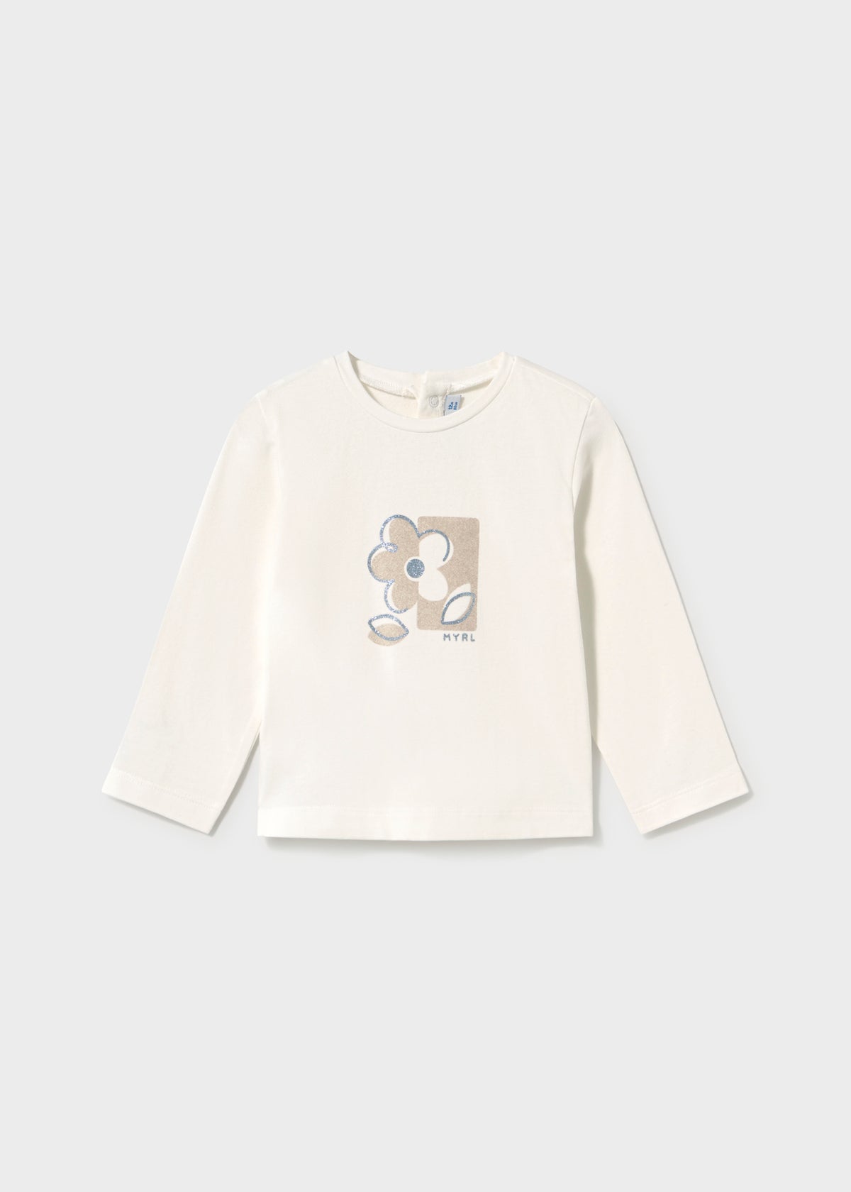Ecrufarbenes Langarm-T-Shirt für Kinder mit Blumenprint – Mayoral