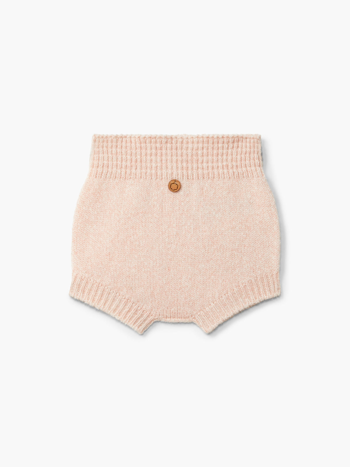 Bloomer neonata in lana merino rosa mouliné con bottoncino – Wedoble