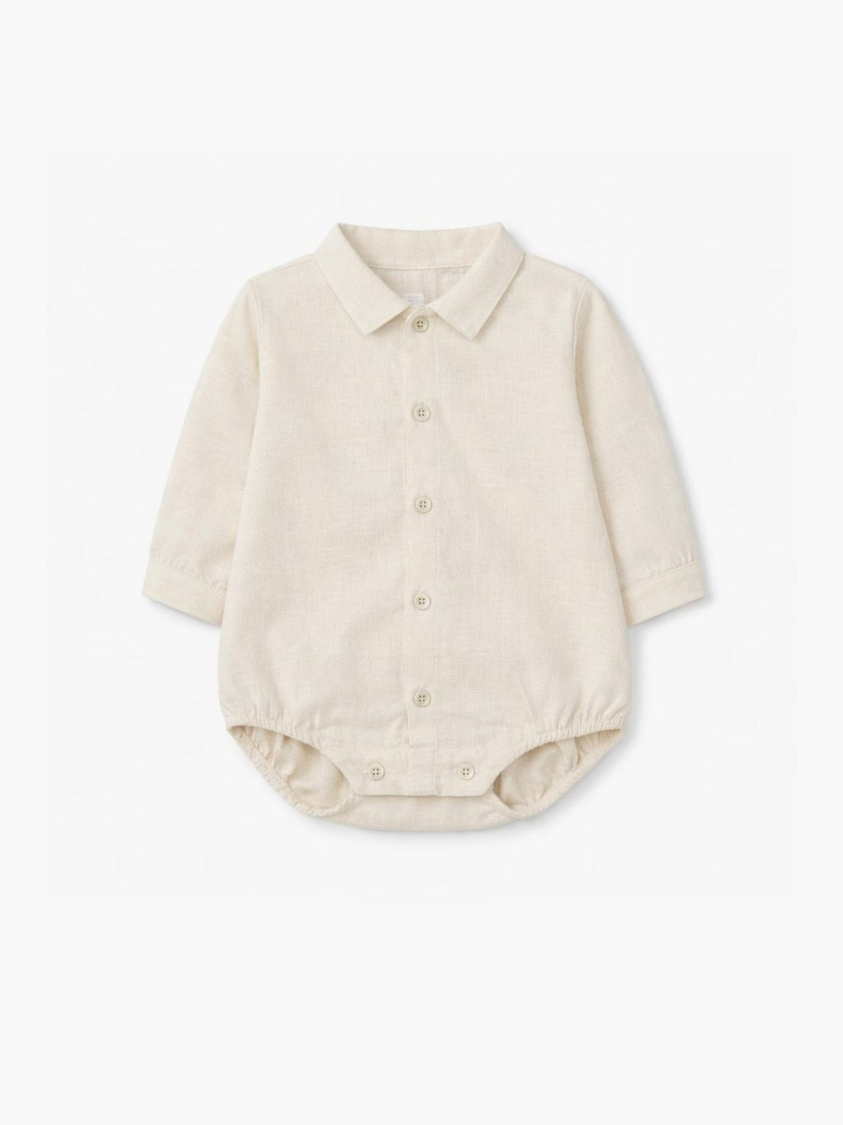 Body camisa de bebé de sarga blanca con cuello y botones – Wedoble