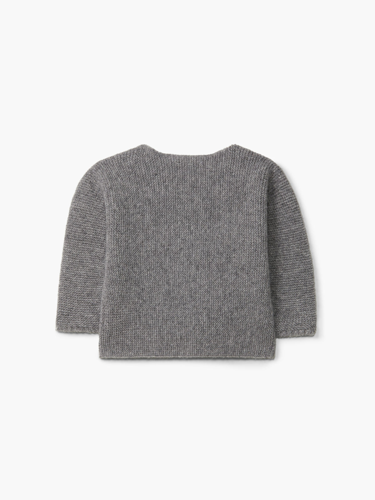 Baby-Strickjacke aus grauer Merinowolle mit Holzknöpfen – Wedoble – Foto 2