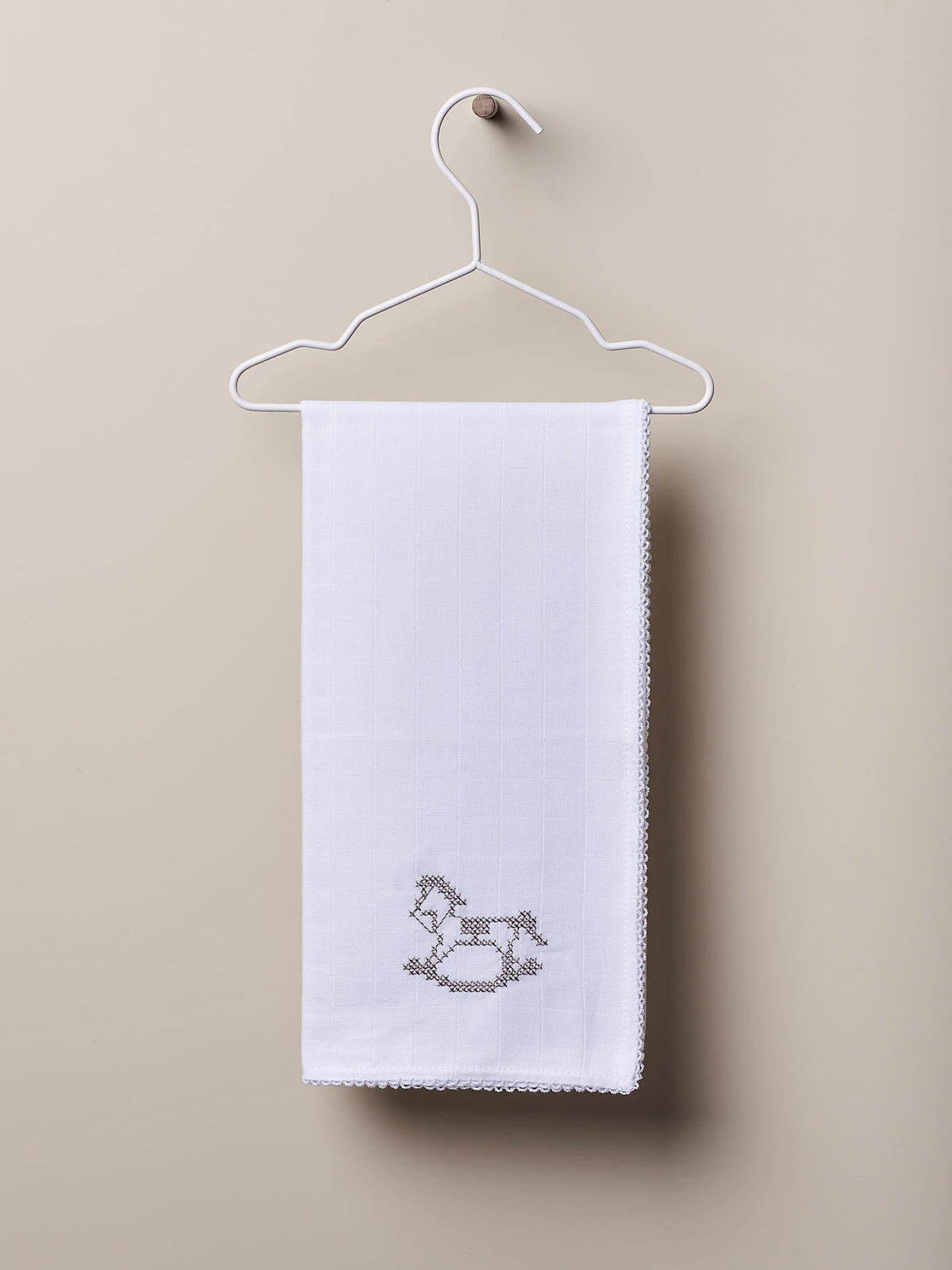 Mussola in cotone ricamo cavallino - 13968D