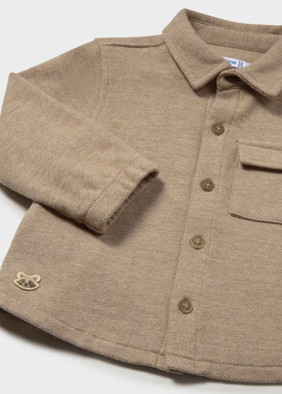 Sobrecamisa infantil color trufa con bolsillo y mapache bordado – Mayoral – foto 2