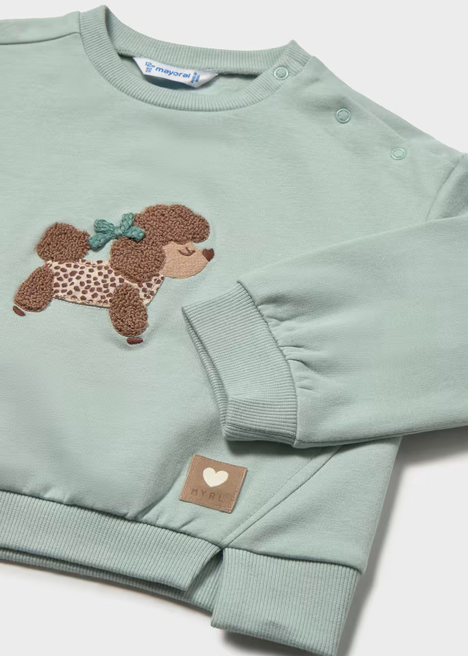 Jersey infantil verde salvia con caniche aplicado – Mayoral – foto 3