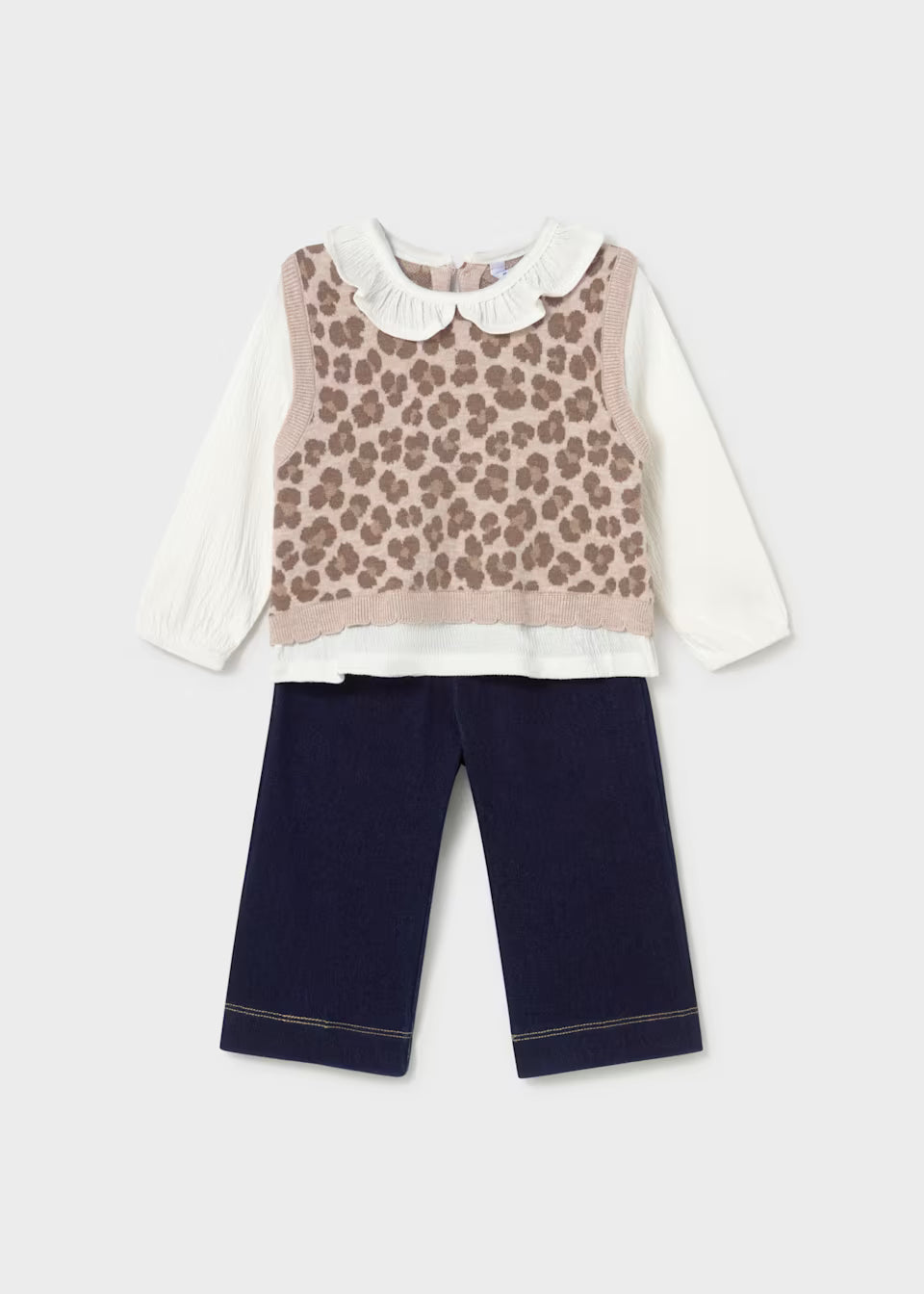 Completo bambina con gilet in maglia maculato e pantalone – Mayoral – foto 4