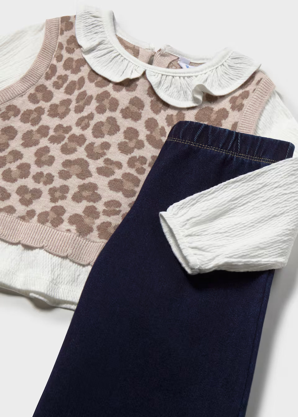 Completo bambina con gilet in maglia maculato e pantalone – Mayoral – foto 2