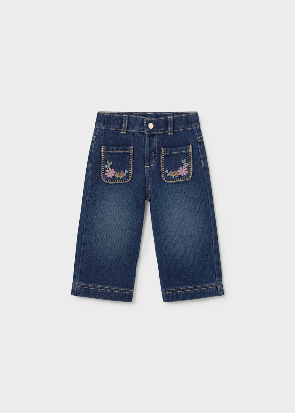 Dunkel gewaschene Kinderjeans mit Gummibund und Patch – Mayoral – Foto 2