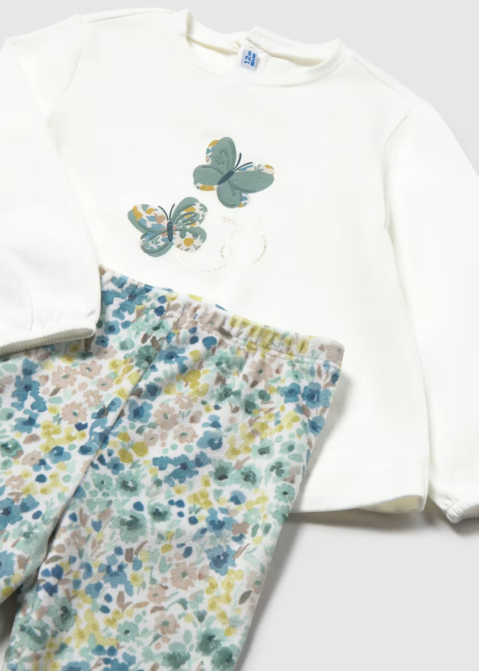 Completo bambina con gilet in pelo verde e leggings a fiori – Mayoral – foto 2