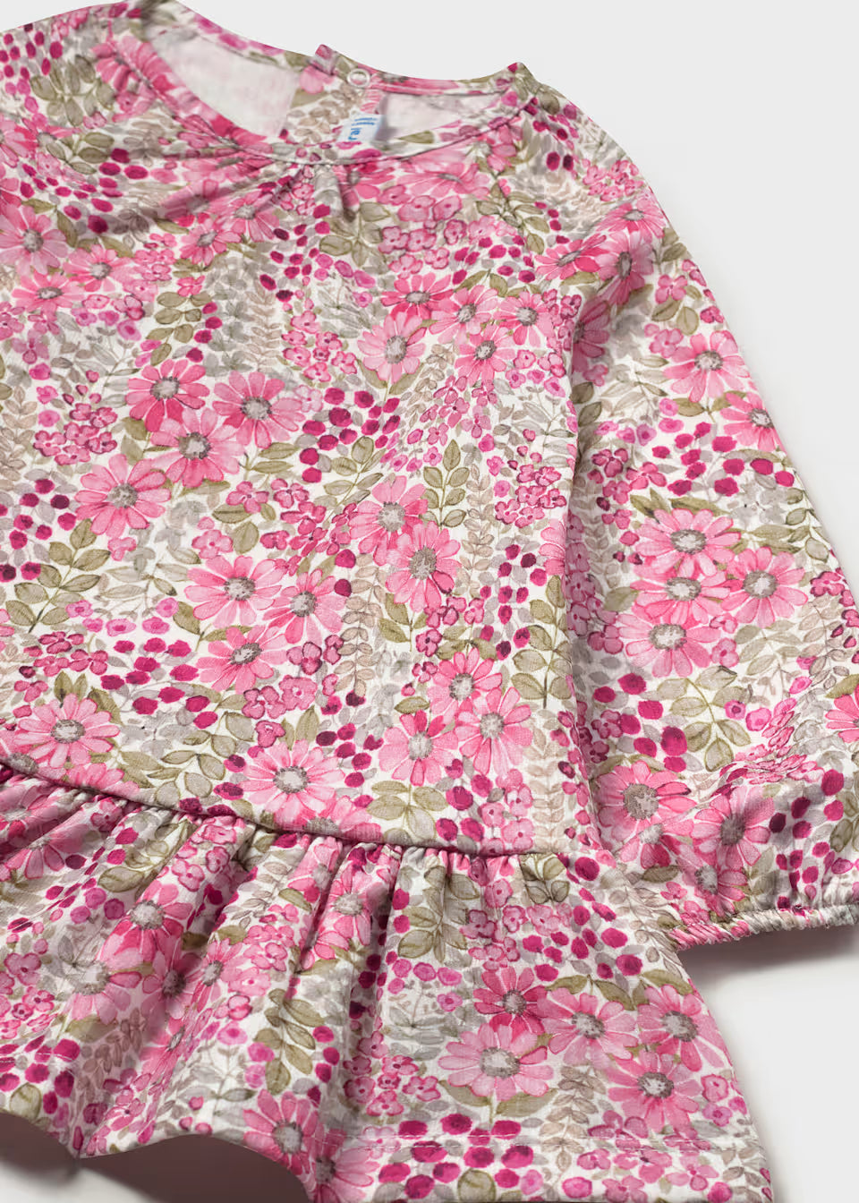 Vestito bambola bambina con stampa floreale rosa e balza – Mayoral – foto 3