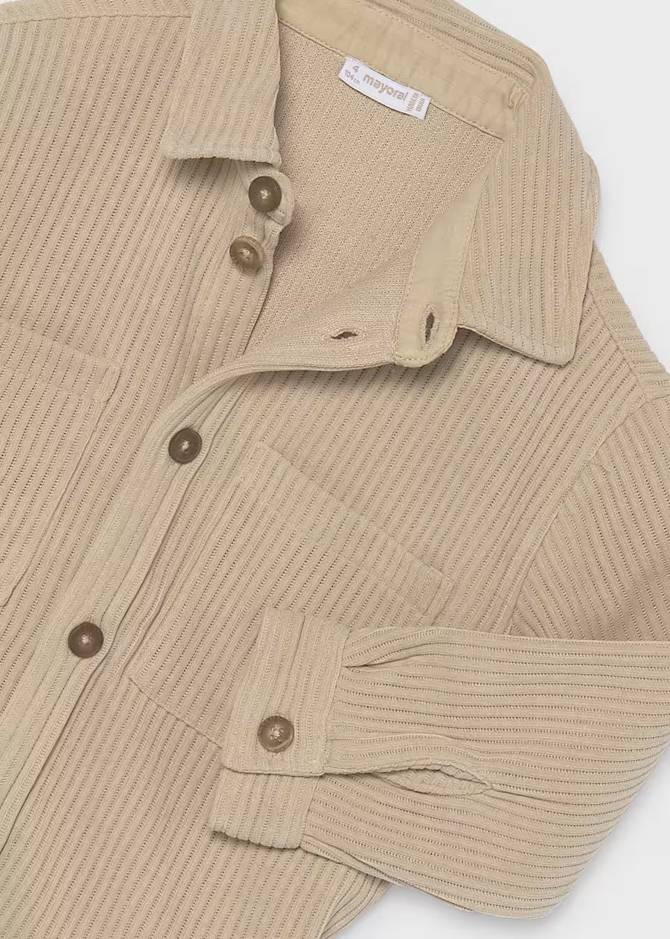Overshirt bambini in velluto a costine color cereale con taschini – Mayoral – foto 3