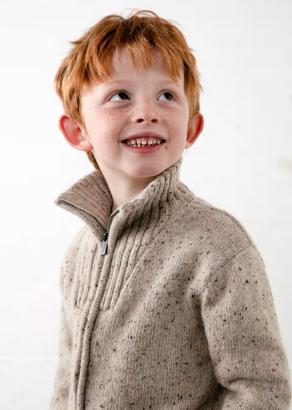 Gilet zippé enfant en maille effet tweed avec col montant – Mayoral