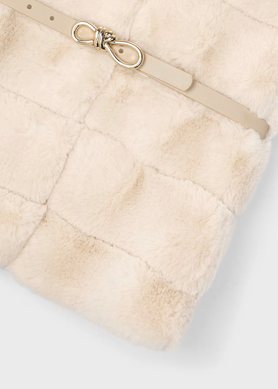 Gilet bambina in pellicciotto marrone con cintura e fibbia dorata – Mayoral – foto 4