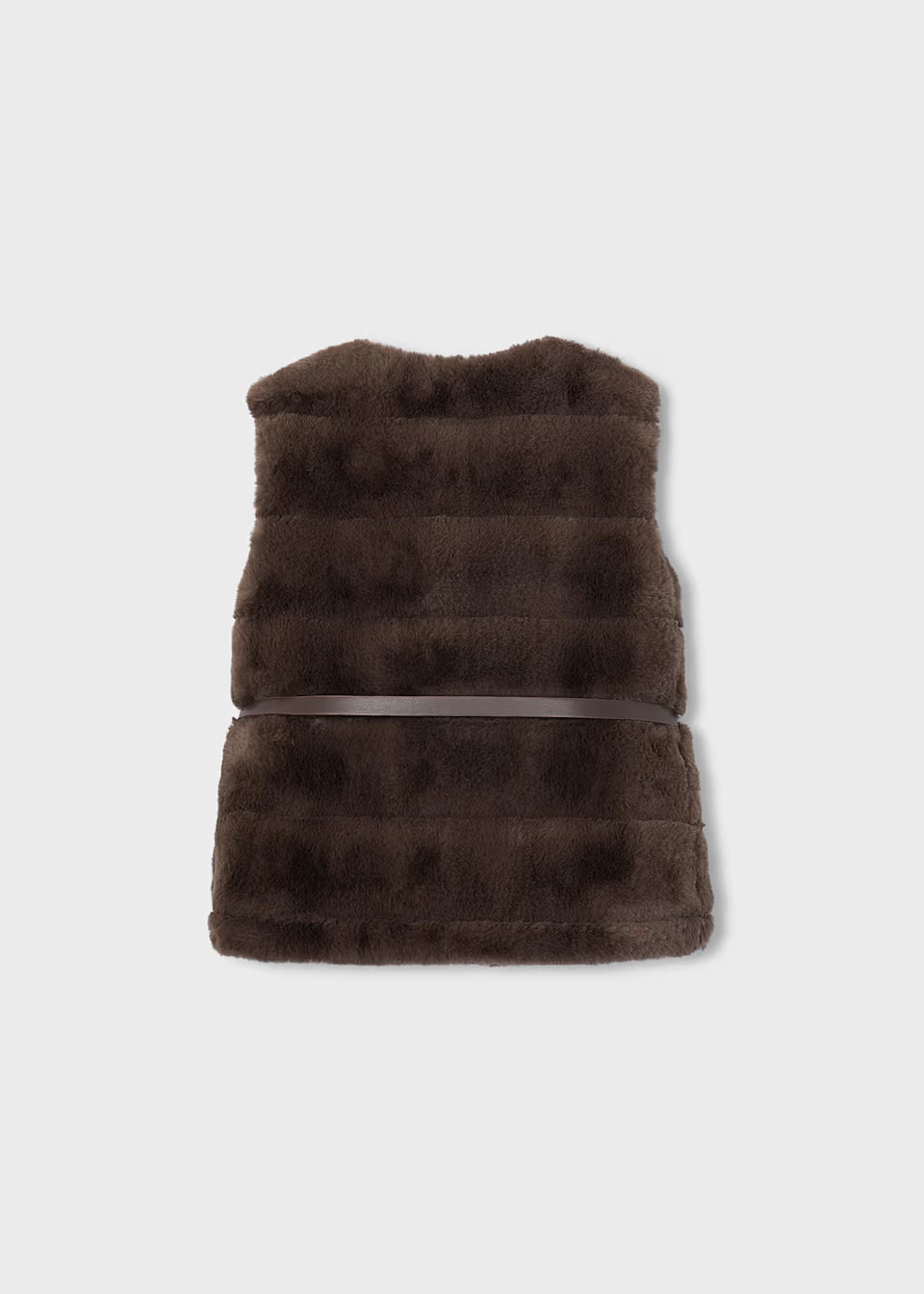 Gilet bambina in pellicciotto marrone con cintura e fibbia dorata – Mayoral – foto 5