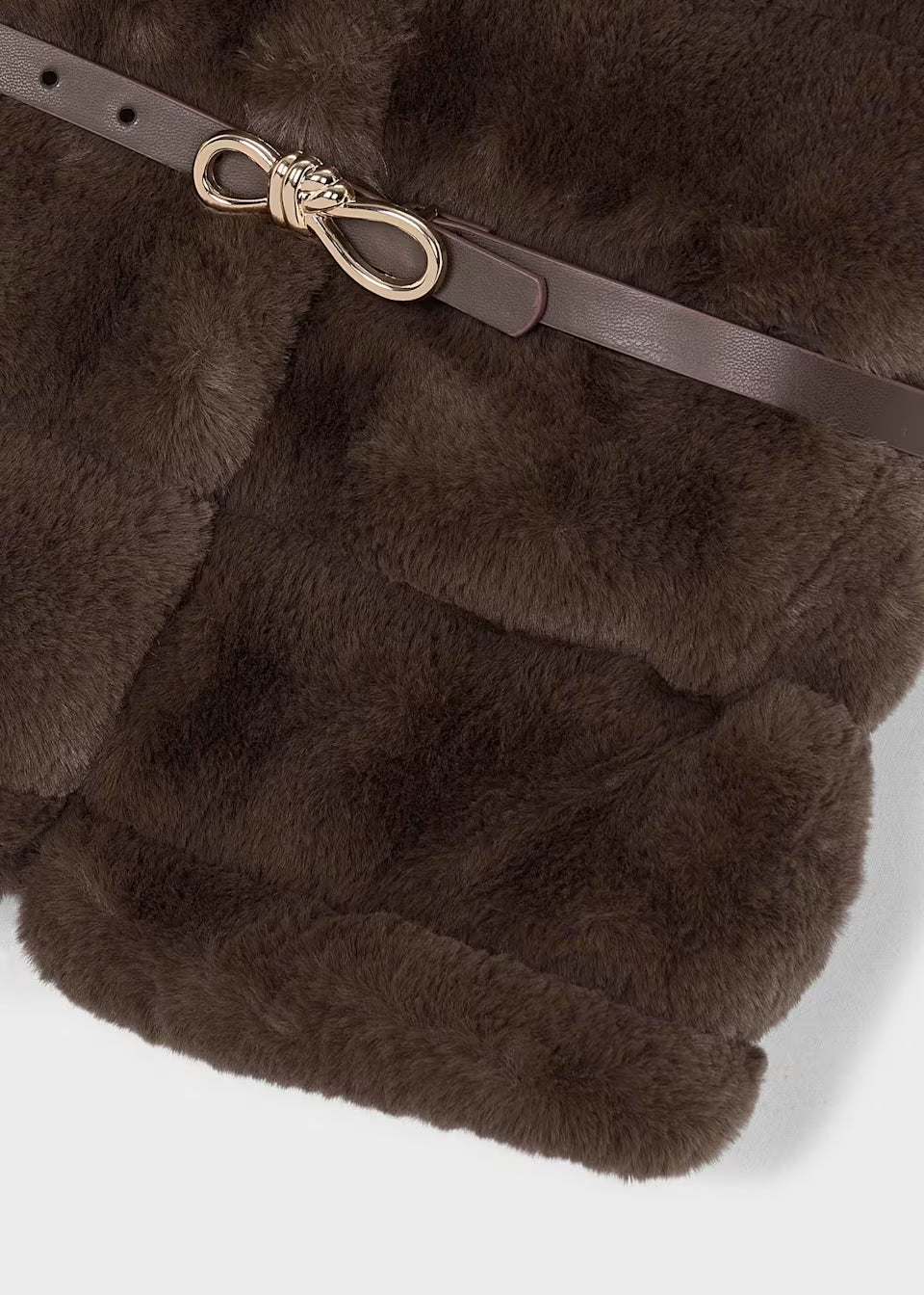 Gilet bambina in pellicciotto marrone con cintura e fibbia dorata – Mayoral – foto 6