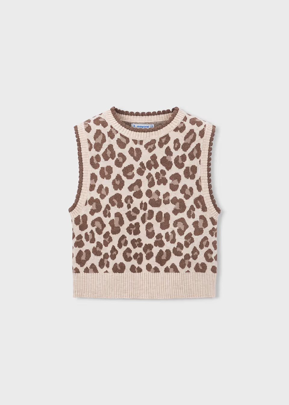 Gilet bambina in tricot con motivo maculato castagna – Mayoral – foto 3