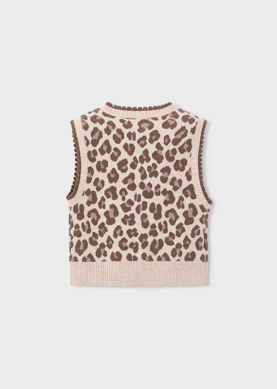 Gilet bambina in tricot con motivo maculato castagna – Mayoral – foto 4