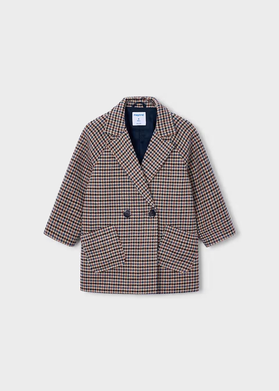 Girls' double-breasted check cloth coat with lapels – Mayoral – photo 3