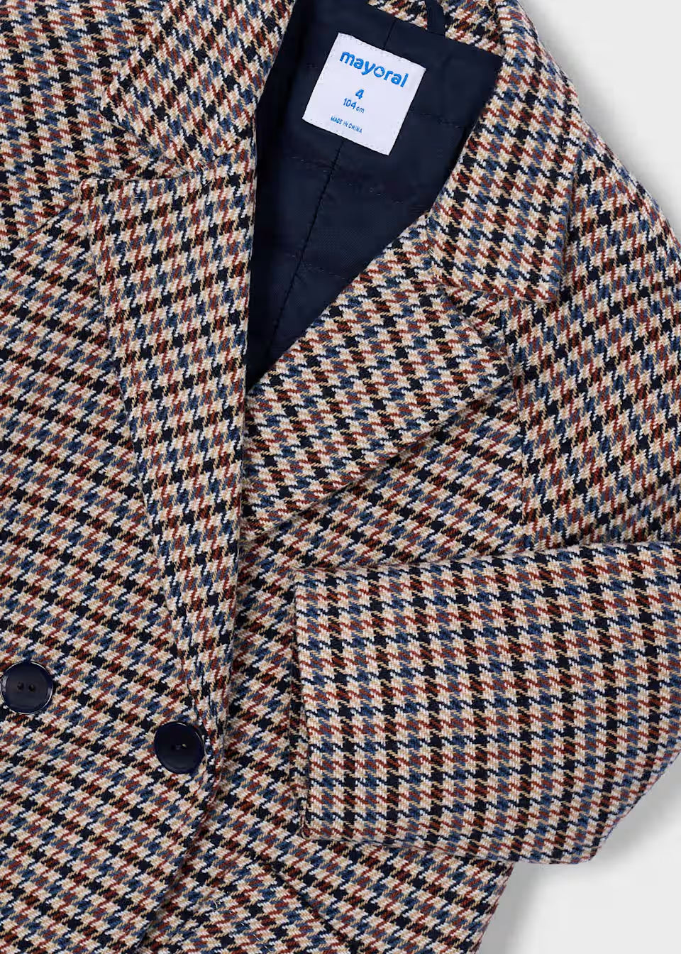 Girls' double-breasted check cloth coat with lapels – Mayoral – photo 5