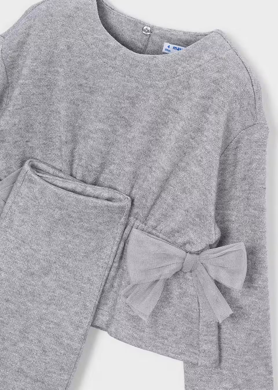 Ensemble fille haut et pantalon gris avec nœuds en tulle – Mayoral – photo 4