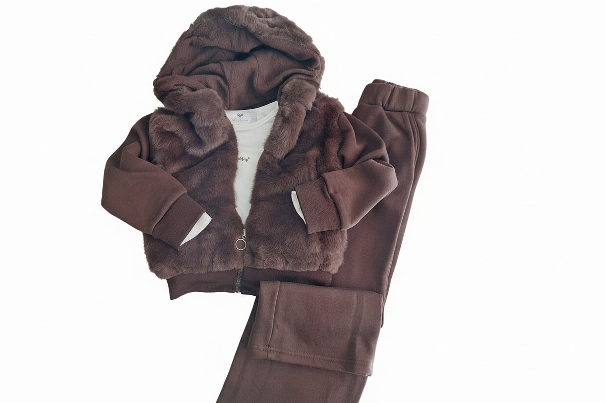 Conjunto de niña con sudadera con cremallera, detalles de pelo y pantalón ancho – Il Fiocco Baby – foto 8