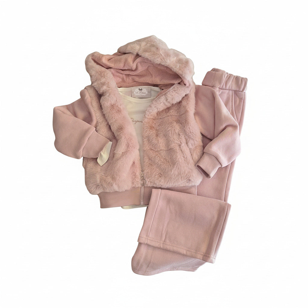 Conjunto de niña con sudadera con cremallera, detalles de pelo y pantalón ancho – Il Fiocco Baby – foto 10