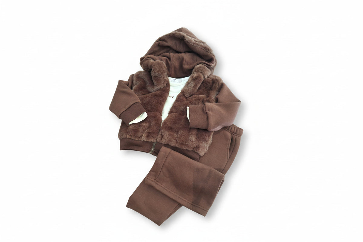 Conjunto de niña con sudadera con cremallera, detalles de pelo y pantalón ancho – Il Fiocco Baby – foto 9
