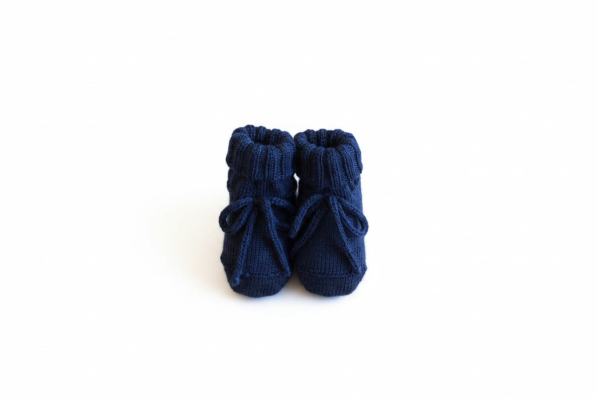 Scarpine neonato in maglia blu con cordoncino – Baby Lord