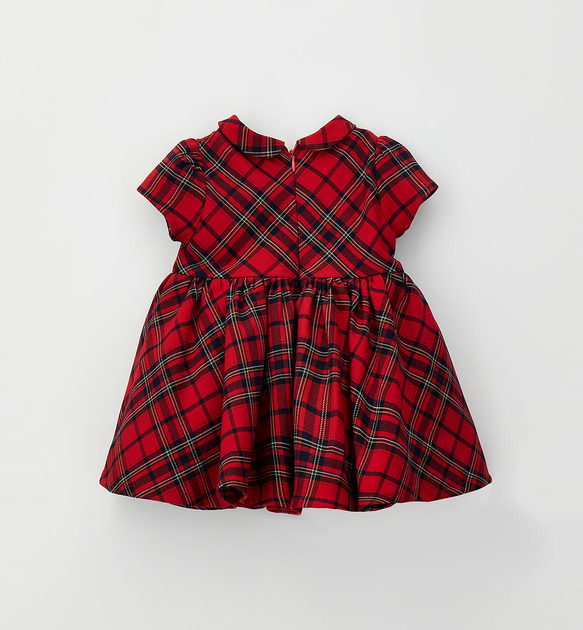 Robe bébé fille écossaise rouge avec col et nœud à la taille – Minibanda – photo 2