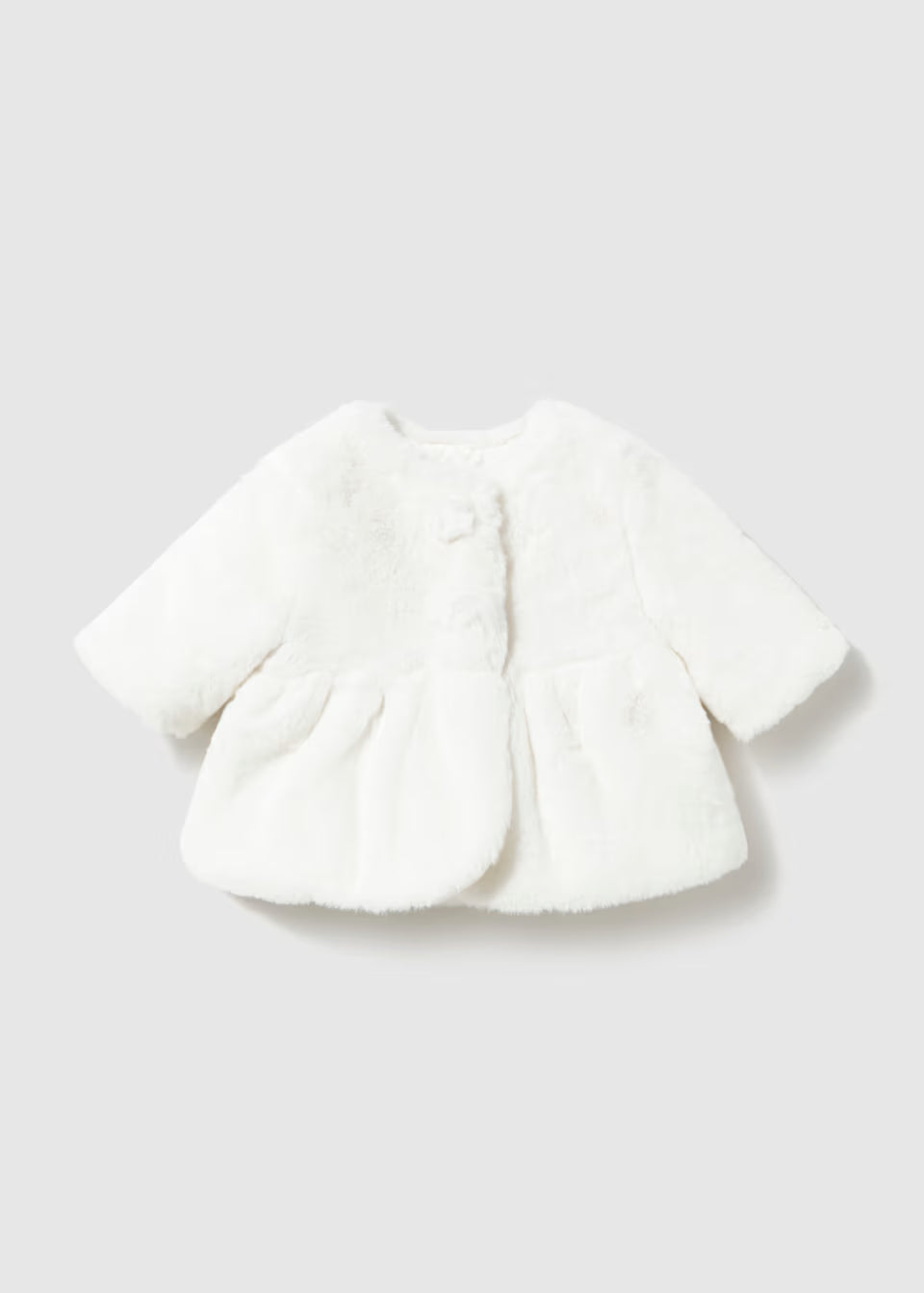 Manteau bébé fille effet fourrure écru avec petit nœud – Mayoral