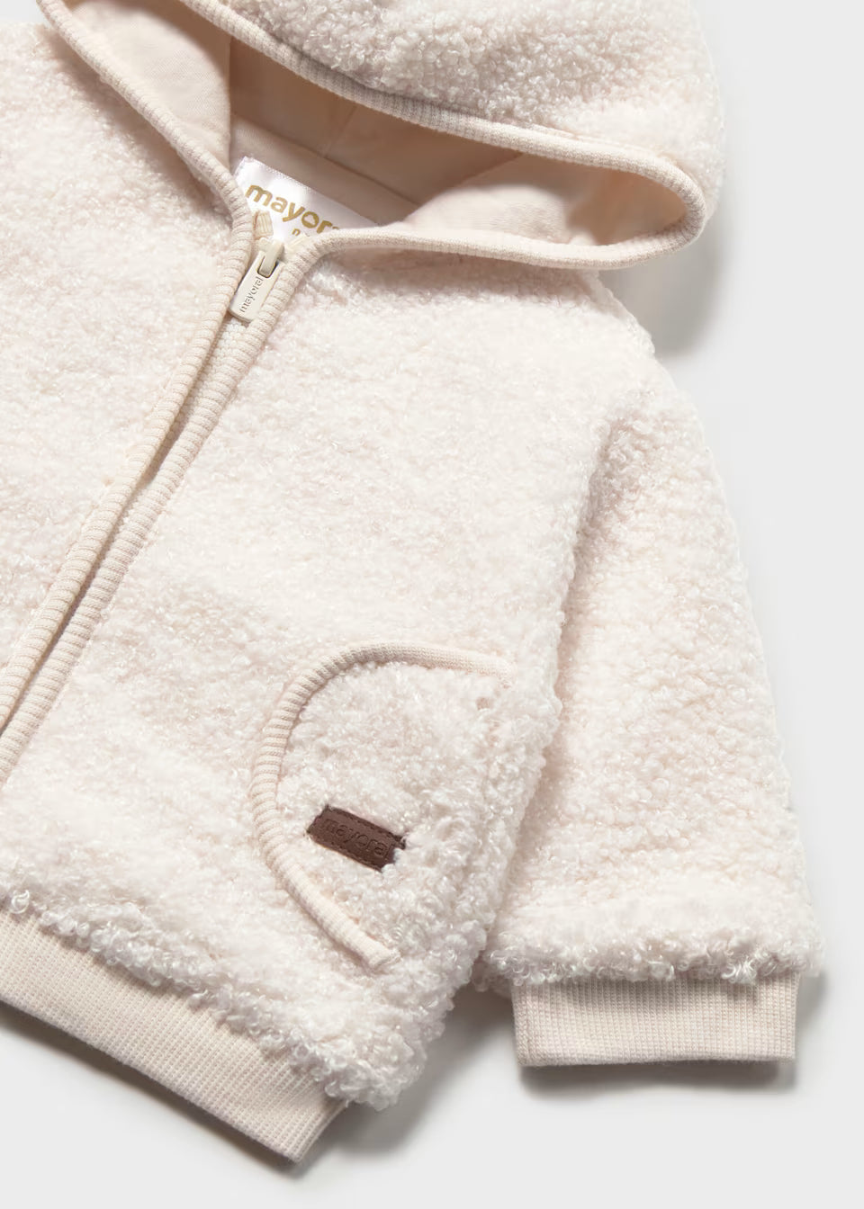 Baby kangaroo-pocket sweatshirt in ceramic teddy fabric with hood and zip – Mayoral – photo 3