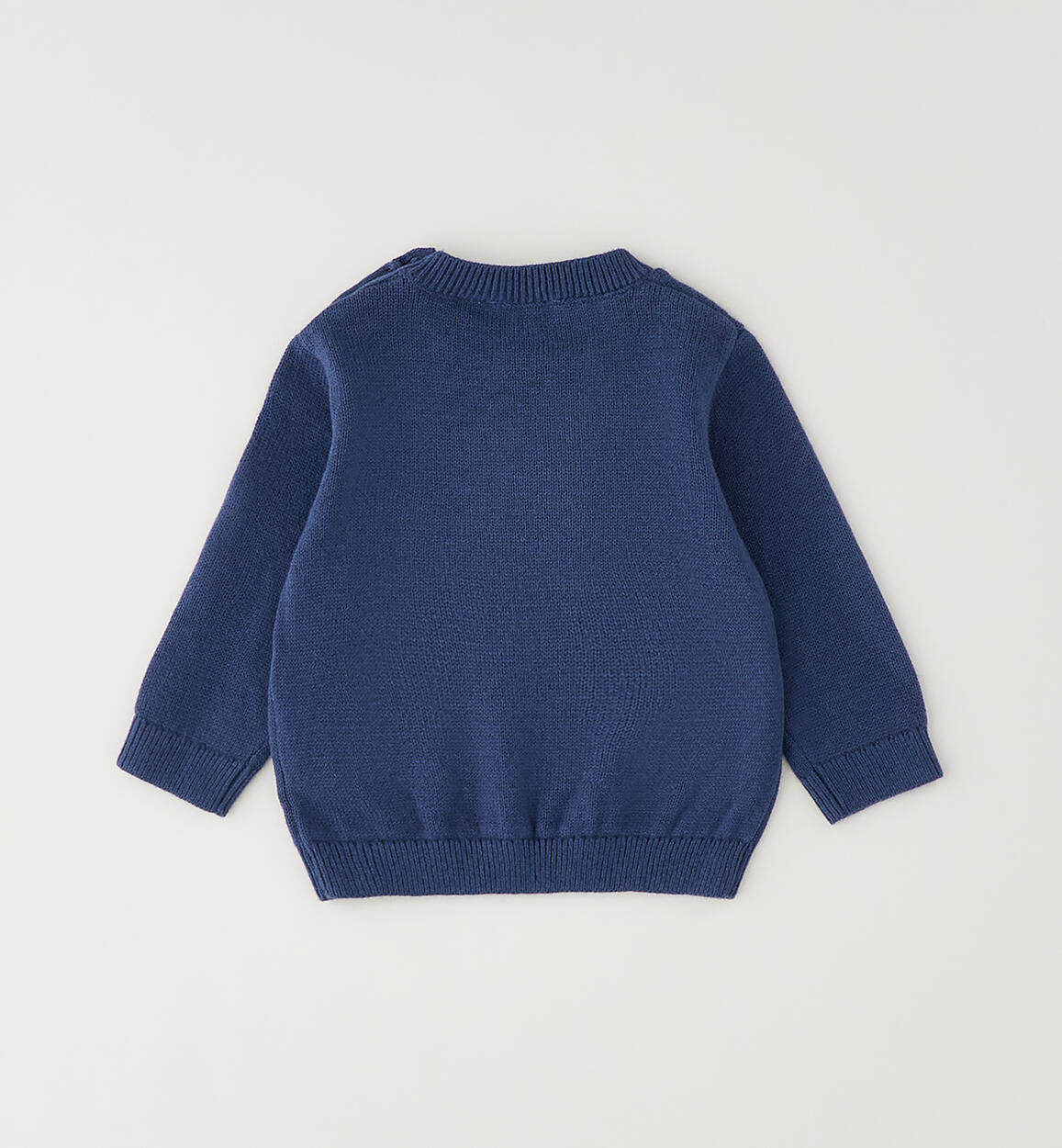 Baby-Pullover in Avion-Blau mit Jacquard-Teddybär – Minibanda – Foto 2